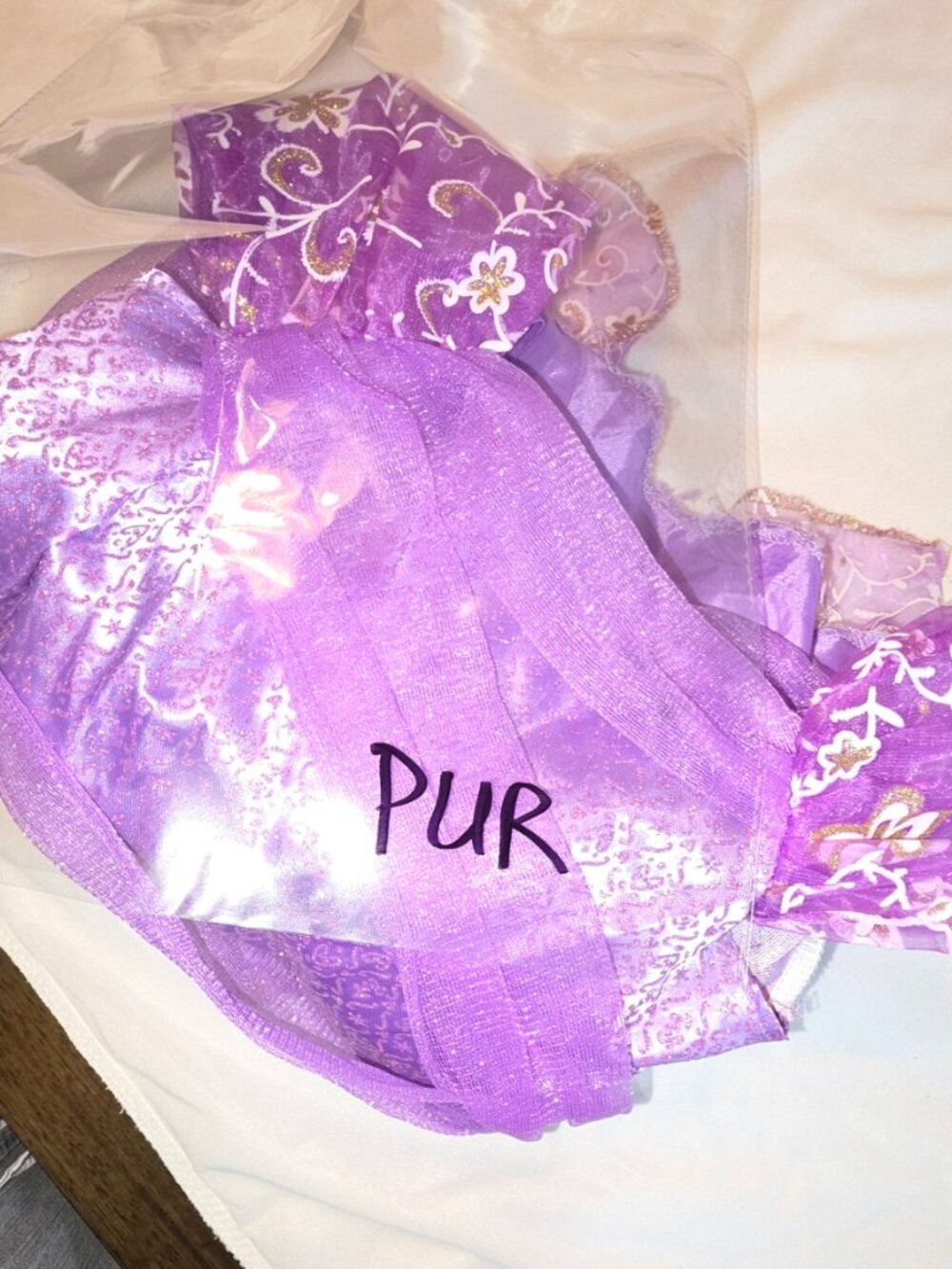 Little Girls Purple Princess Dress Tulle Sparkles Glittery Dress Up Cosplay - Picture 12 of 12